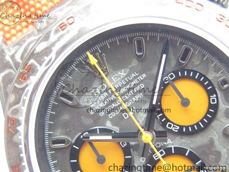0503 AllSeason Daytona DIW Carbon OMF Best Edition Carbon Orange Dial on Orange Nylon Strap A 2845